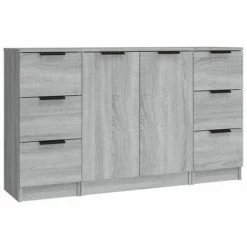 VidaXL Buffets 3 pcs Sonoma gris Bois d'ingénierie