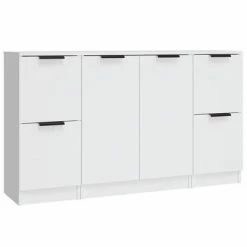 VidaXL Buffets 3 pcs Blanc Bois d'ingénierie