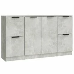 VidaXL Buffets 3 pcs Gris béton Bois d'ingénierie