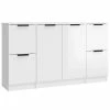 VidaXL Buffets 3 pcs Blanc brillant Bois d'ingénierie