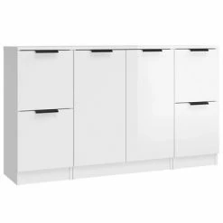 VidaXL Buffets 3 pcs Blanc brillant Bois d'ingénierie