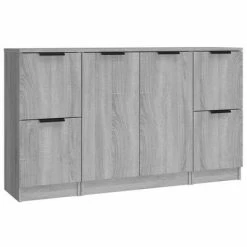 VidaXL Buffets 3 pcs Sonoma gris Bois d'ingénierie