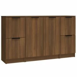 VidaXL Buffets 3 pcs Chêne marron Bois d'ingénierie