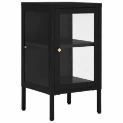 VidaXL Buffet Noir 38x35x70 cm Acier et verre