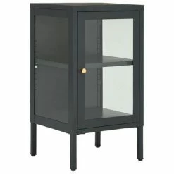 VidaXL Buffet Anthracite 38x35x70 cm Acier et verre