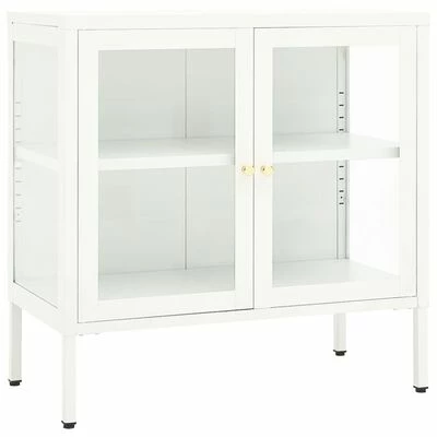 VidaXL Buffet Blanc 70x35x70 cm Acier et verre 1 VidaXL Buffet Blanc 70x35x70 cm Acier et verre