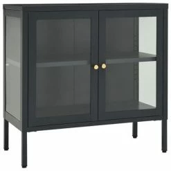 VidaXL Buffet Anthracite 70x35x70 cm Acier et verre