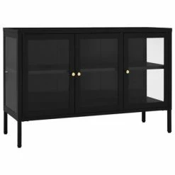 VidaXL Buffet Noir 105x35x70 cm Acier et verre