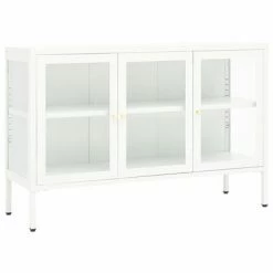 VidaXL Buffet Blanc 105x35x70 cm Acier et verre