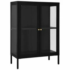 VidaXL Buffet Noir 75x35x105 cm Acier et verre