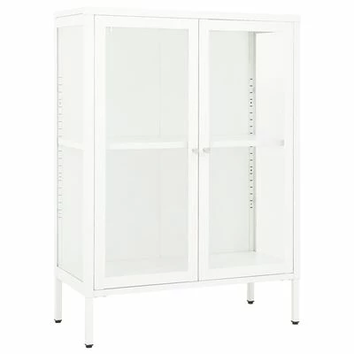 VidaXL Buffet Blanc 75x35x105 cm Acier et verre 1 VidaXL Buffet Blanc 75x35x105 cm Acier et verre