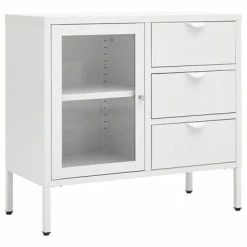 VidaXL Buffet Blanc 75x35x70 cm Acier et verre trempé