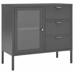 VidaXL Buffet Anthracite 75x35x70 cm Acier et verre trempé