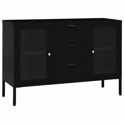 VidaXL Buffet Noir 105x35x70 cm Acier et verre trempé 1 VidaXL Buffet Noir 105x35x70 cm Acier et verre trempé