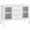 VidaXL Buffet Blanc 105x35x70 cm Acier et verre trempé