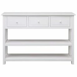 VidaXL Buffet Blanc 108x30x76 cm Bois de Paulownia massif -Buffets & bahuts Soldes image 2 338547