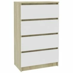 VidaXL Buffet Blanc et chêne sonoma 60x35x98,5 cm Bois d'ingénierie