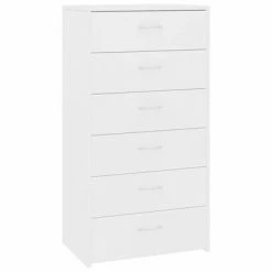 VidaXL Buffet avec 6 tiroirs Blanc 50x34x96 cm Bois d'ingénierie