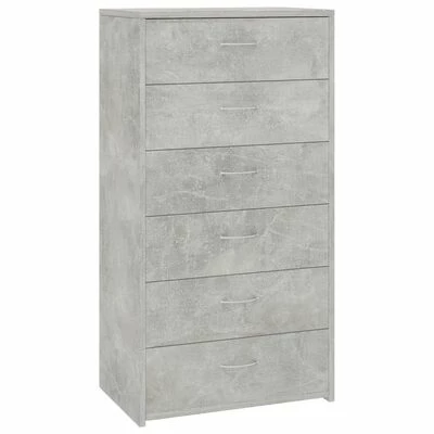 VidaXL Buffet avec 6 tiroirs Gris béton 50x34x96 cm Aggloméré 1 VidaXL Buffet avec 6 tiroirs Gris béton 50x34x96 cm Aggloméré
