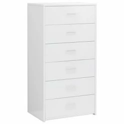VidaXL Buffet avec 6 tiroirs Blanc brillant 50x34x96 cm Aggloméré
