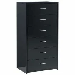 VidaXL Buffet avec 6 tiroirs Noir brillant 50x34x96 cm Aggloméré