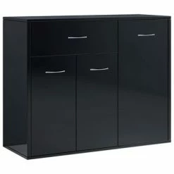 VidaXL Buffet Noir brillant 88x30x70 cm Aggloméré