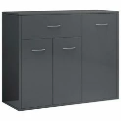 VidaXL Buffet Gris brillant 88x30x70 cm Aggloméré