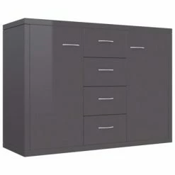 VidaXL Buffet Gris brillant 88x30x65 cm Aggloméré