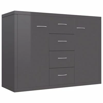 VidaXL Buffet Gris brillant 88x30x65 cm Aggloméré 1 VidaXL Buffet Gris brillant 88x30x65 cm Aggloméré