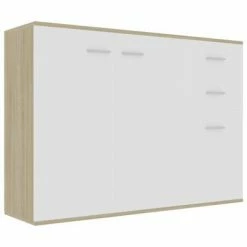 VidaXL Buffet Blanc et chêne sonoma 105x30x75 cm Aggloméré