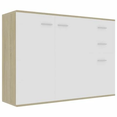 VidaXL Buffet Blanc et chêne sonoma 105x30x75 cm Aggloméré 1 VidaXL Buffet Blanc et chêne sonoma 105x30x75 cm Aggloméré