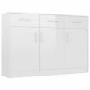 VidaXL Buffet Blanc brillant 110x30x75 cm Aggloméré