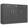 VidaXL Buffet Gris brillant 110x30x75 cm Aggloméré
