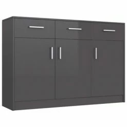 VidaXL Buffet Gris brillant 110x30x75 cm Aggloméré