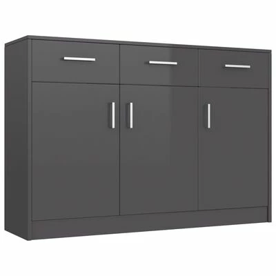 VidaXL Buffet Gris brillant 110x30x75 cm Aggloméré 1 VidaXL Buffet Gris brillant 110x30x75 cm Aggloméré