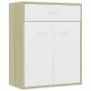 VidaXL Buffet Blanc et chêne sonoma 60x30x75 cm Aggloméré