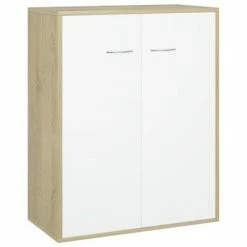VidaXL Buffet Blanc et chêne sonoma 60x30x75 cm Aggloméré