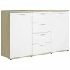VidaXL Buffet Blanc et chêne sonoma 120x35,5x75 cm Aggloméré