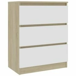 VidaXL Buffet Blanc et chêne sonoma 60x35x76 cm Bois d'ingénierie