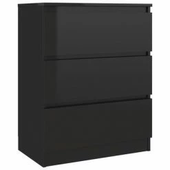 VidaXL Buffet Noir brillant 60x35x76 cm Bois d'ingénierie