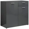 VidaXL Buffet Gris brillant 80x36x75 cm Aggloméré