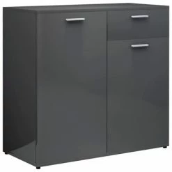 VidaXL Buffet Gris brillant 80x36x75 cm Aggloméré