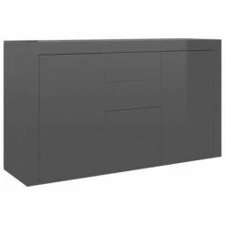 VidaXL Buffet Gris brillant 120x36x69 cm Aggloméré