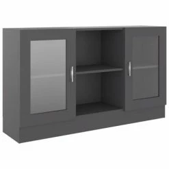 VidaXL Armoire à vitrine Gris 120x30,5x70 cm Aggloméré