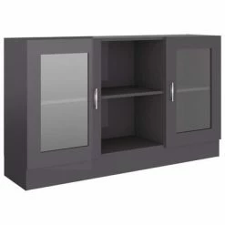 VidaXL Armoire à vitrine Gris brillant 120x30,5x70 cm Aggloméré