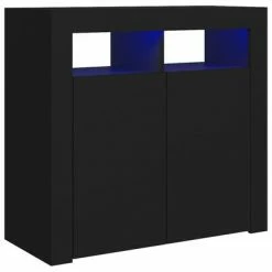 VidaXL Buffet avec lumières LED Noir 80x35x75 cm