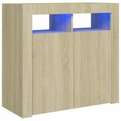 VidaXL Buffet avec lumières LED Chêne sonoma 80x35x75 cm