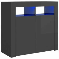 VidaXL Buffet avec lumières LED Gris brillant 80x35x75 cm