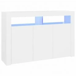 VidaXL Buffet avec lumières LED Blanc 115,5x30x75 cm