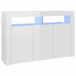 VidaXL Buffet avec lumières LED Blanc brillant 115,5x30x75 cm